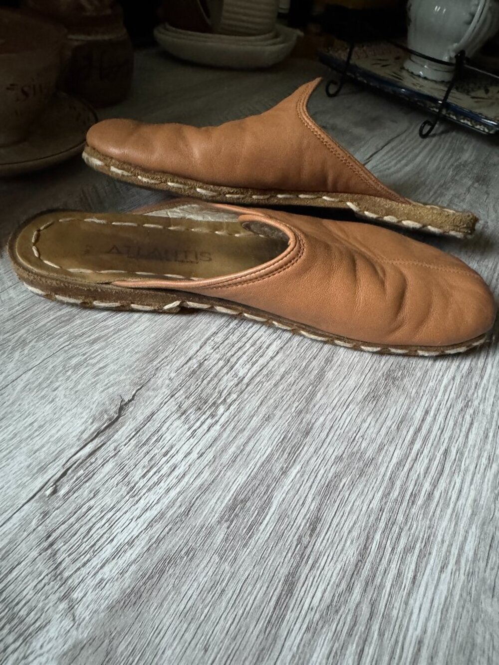 Atlantis Leather Barefoot Grounding Slippers Copper Conductor